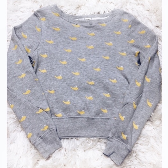 WildFox Whale Crewneck Sweatshirt Sweater Gray Yellow Size Small - Picture 2 of 8